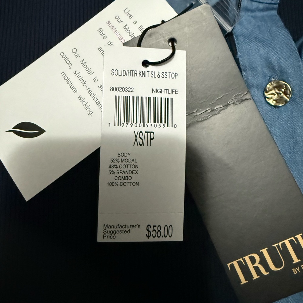 NWT Truth By Republic Short Sleeve Trimmed in Denim Size XS Retail $58 - Picture 5 of 8